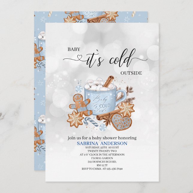 Sweets and Baby it is cold outside  baby shower In Invitation (Front/Back)