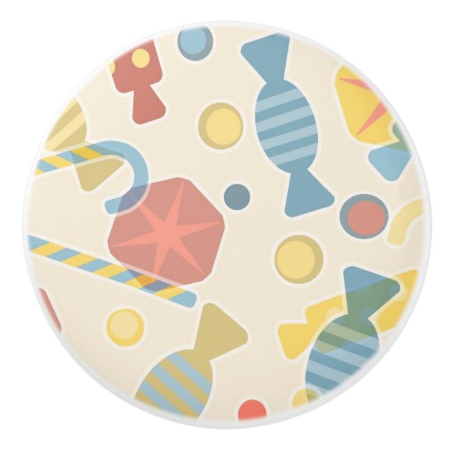 Sweets And Candy Pattern Ceramic Knob (Front)