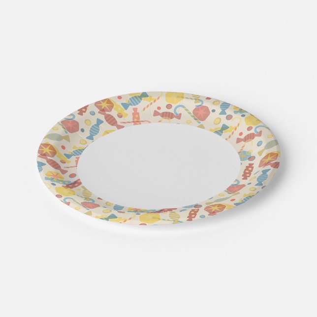 Sweets And Candy Pattern Paper Plate (Angled)