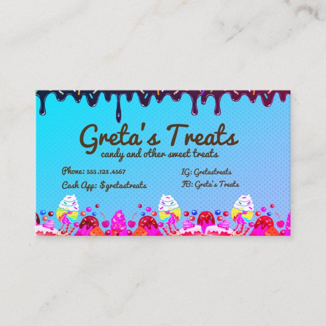 Sweets and Treats Candy Business Card (Front)