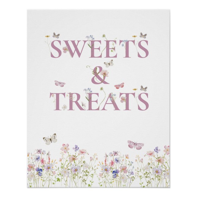 Sweets and Treats Favours Butterfly Floral Garden Poster (Front)