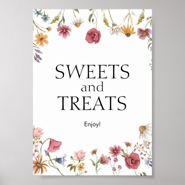 Sweets and Treats Floral Baby Shower Sign (Front)