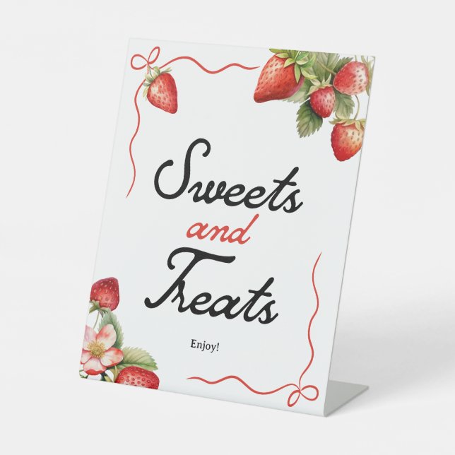 Sweets and Treats Sign | Strawberry Baby Shower  (Front)