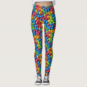 Sweets, candy, bubble gum background leggings