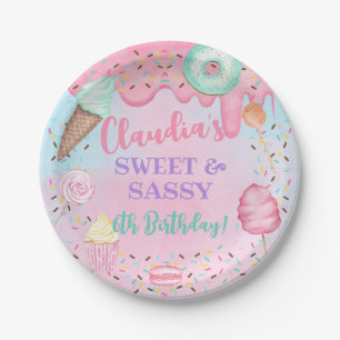 Sweets Candy girl birthday paper plates, ANY AGE. Paper Plate