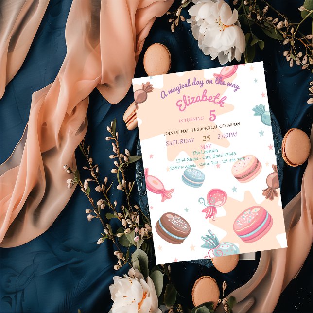 Sweets Candy Macaroons Birthday Invitation (Creator Uploaded)