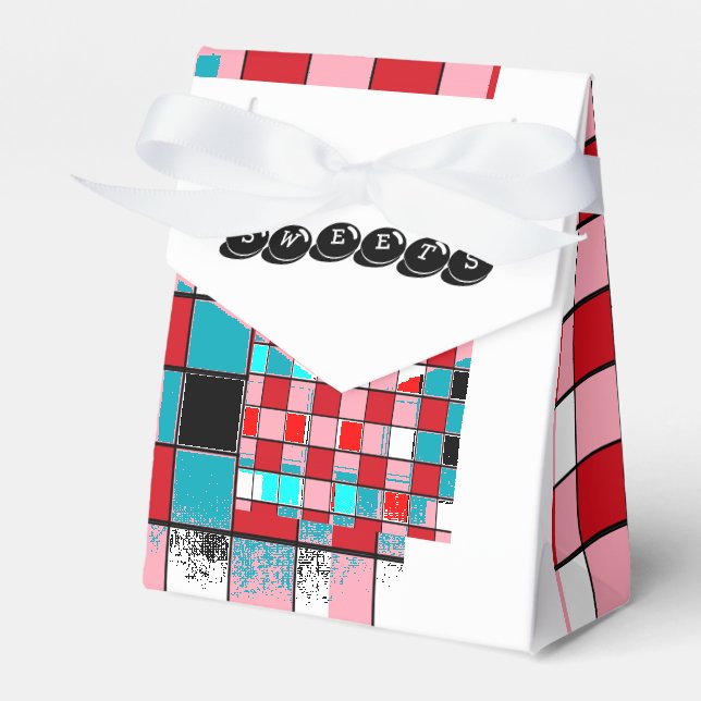Sweets Chequered Print Lovely Adorable Retro Favour Box (Front Side)