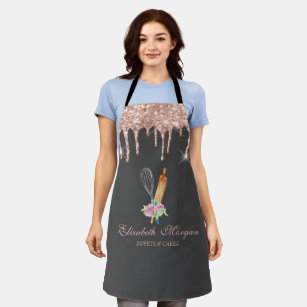 Sweets Cupcake Rose Gold Drips Bakery Apron