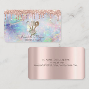 Sweets Cupcake Rose Gold Drips Opal Bakery Busine Business Card