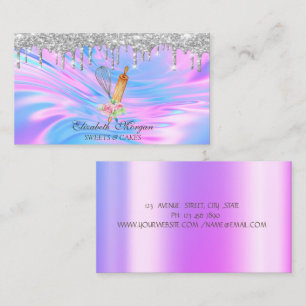Sweets Cupcake Silver Drips Opal Business Card