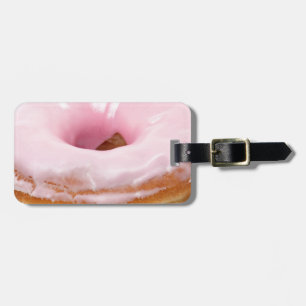 Sweets Dessert Food Pink Frosted Doughnut Luggage Tag