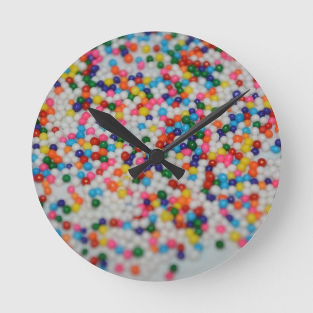 Sweets Dessert Rainbow Pattern Cake Cupcake Art Round Clock (Front)