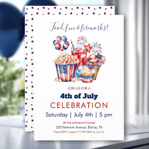 Sweets & Fireworks 4th of July Patriotic Party Invitation