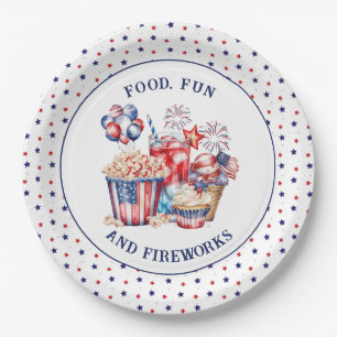 Sweets & Fireworks Patriotic 4th of July Party Paper Plate