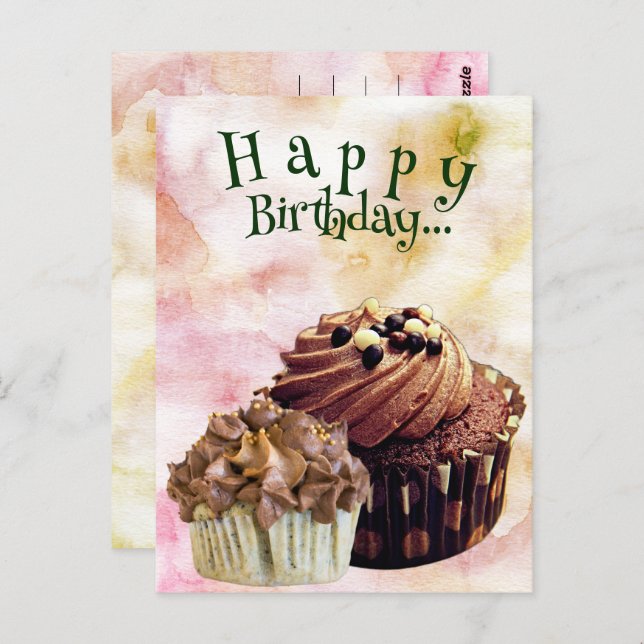 Sweets Happy Birthday Cupcakes| Postcard (Front/Back)