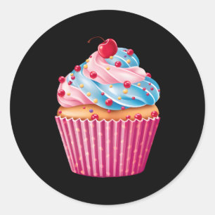 Sweets K Cupcake Sprinkles Pattern Dessert Food Classic Round Sticker