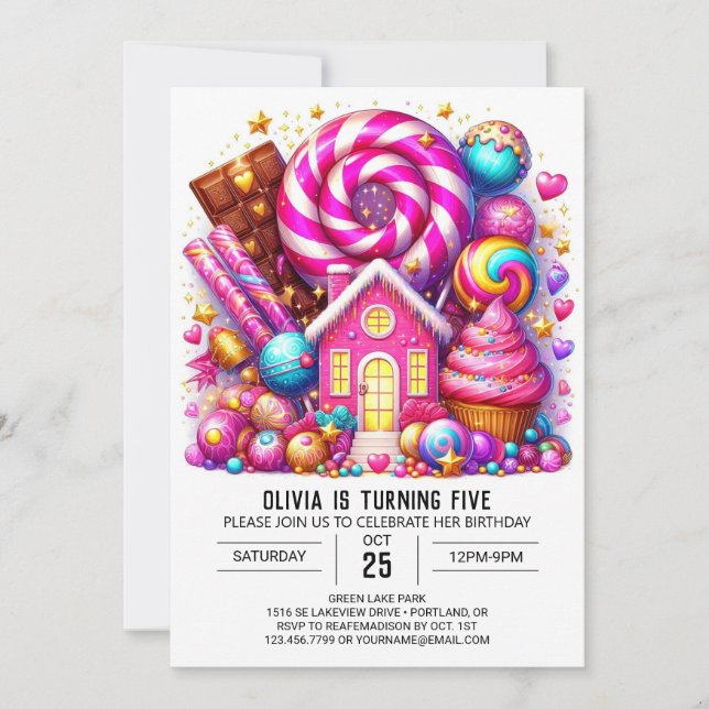 Sweets Magical Candyland Digital Birthday Invitation (Front)