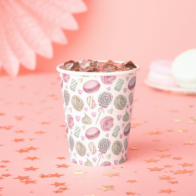 Sweets Pink Watercolor Pattern  Paper Cups (Insitu)