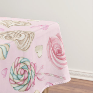 Sweets Pink Watercolor Pattern Tablecloth