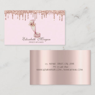 Sweets Rose Gold Drips Bakery Business Card