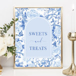 Sweets & Treats Blue White Chinoiserie Bridal Sign<br><div class="desc">This chinoiserie-inspired design features elegant botanical florals and greenery in delft blue and white. Personalise the invite with your details and if you want to further re-arrange the style and placement of the text,  please press the "Click to customise further" button.</div>