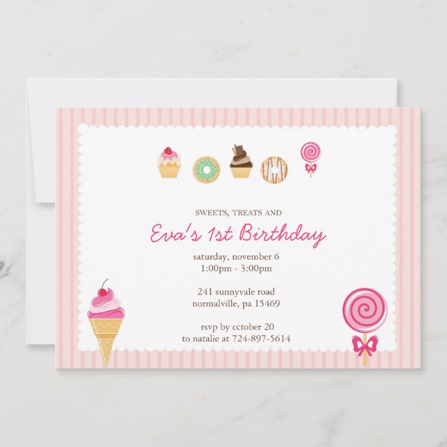 Sweets, Treats & First Birthdays Invitation (Front)