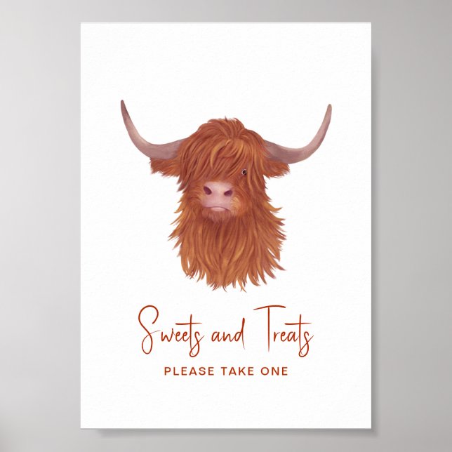 Sweets & Treats Highland Cow Baby Shower  Poster (Front)