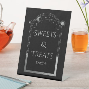 Sweets & Treats Mystical Black Silver Wedding Pedestal Sign