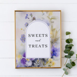 Sweets & Treats Rustic Watercolor Violets Sign