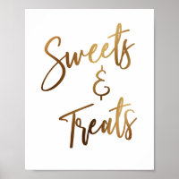 Sweets & Treats Simple Gold Handwriting Sign