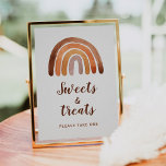Sweets & Treats Watercolor Rainbow Baby Shower Pos Poster<br><div class="desc">Whimsical watercolor earthy tone modern boho rainbow baby shower sweets and treats sign. Customizable!</div>