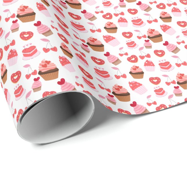 Sweets Valentines Day Cupcake Wrapping Paper (Roll Corner)