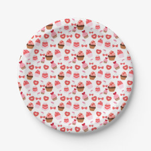 Sweets Valentine's Day Cupcakes Paper Plate
