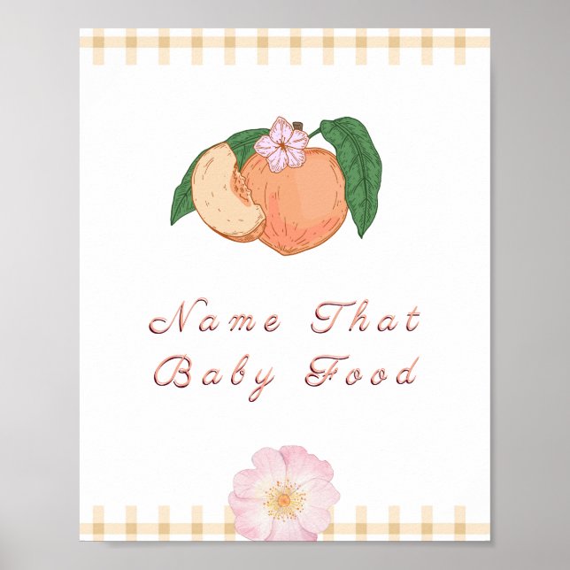 Sweety Little Peach Baby Shower Game Sign (Front)