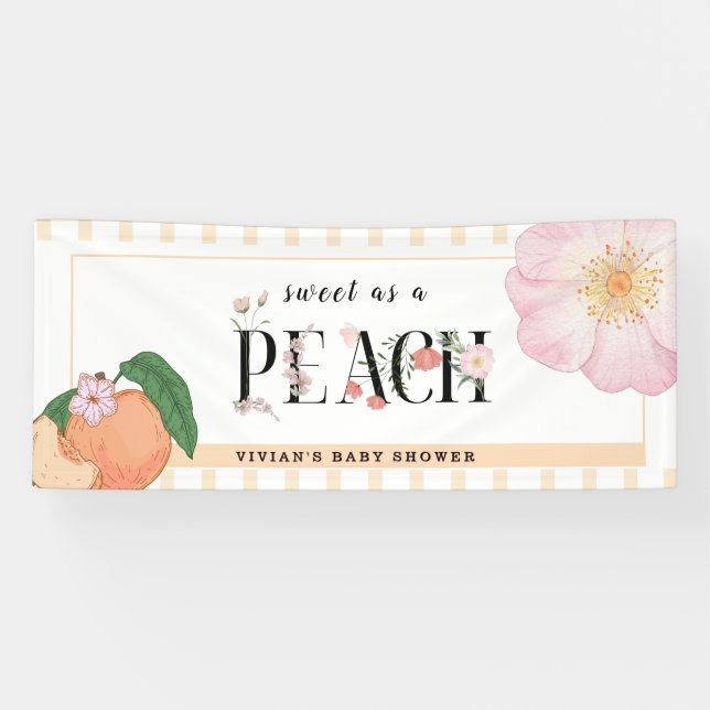 Sweety Little Peach Baby Shower Welcome Banner (Horizontal)