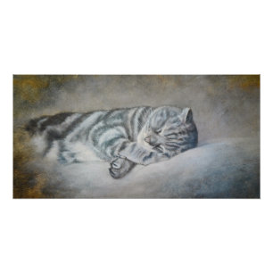 Sweety Sleeping Cat - Oil Painting by Lukian Poster