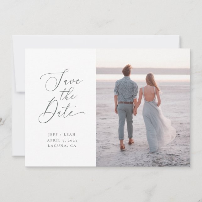 Swept Letters Beautiful Engagement Save the Date (Front)