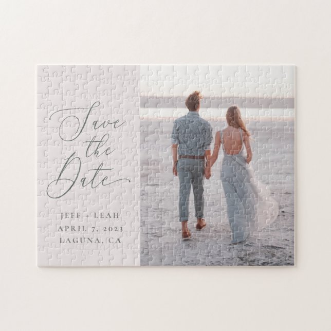 Swept Letters Save The Date Jigsaw Puzzle (Horizontal)