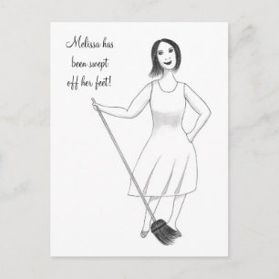 Swept Off Her Feet Bridal Shower Invite Postcards