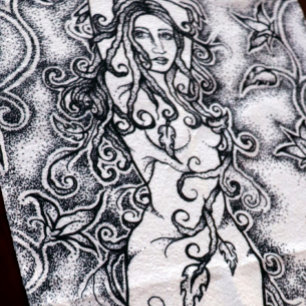 Swept up Ink Goddess Pagan Art Hand Towel