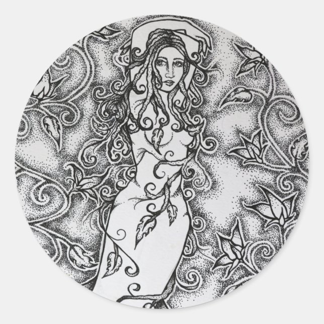 Swept up Ink Goddess Pagan  Classic Round Sticker (Front)