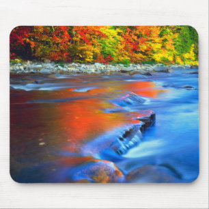 Swift River reflecting autumn colors Mouse Mat