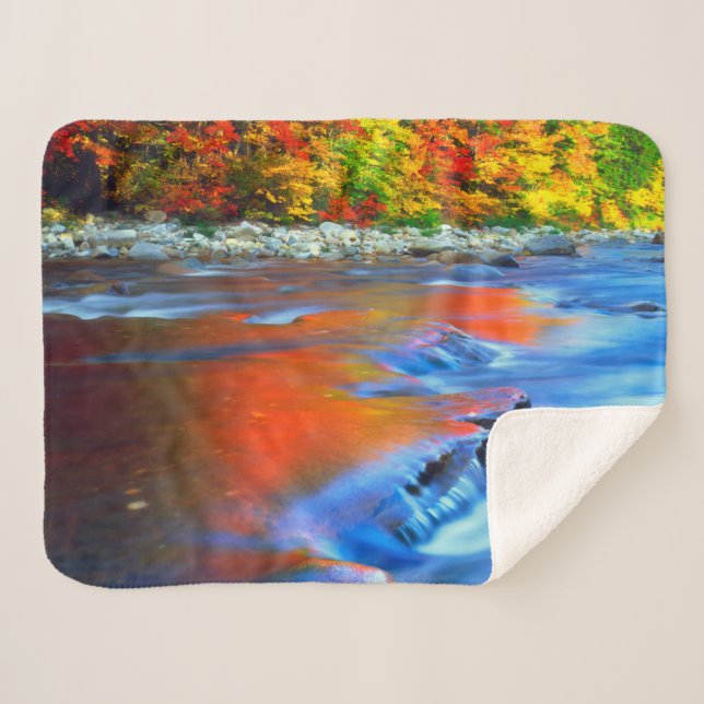 Swift River reflecting autumn colours Sherpa Blanket (Front (Horizontal))
