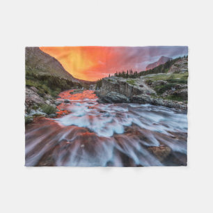 Swiftcurrent Falls Glacier National Park Montana Fleece Blanket