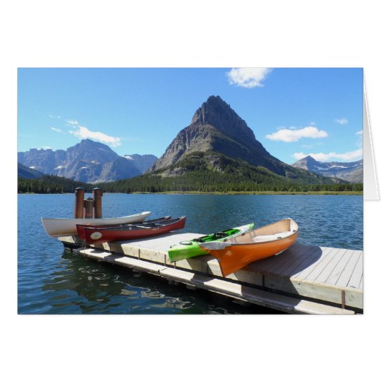 Swiftcurrent Lake Boats- Glacier National Park Card