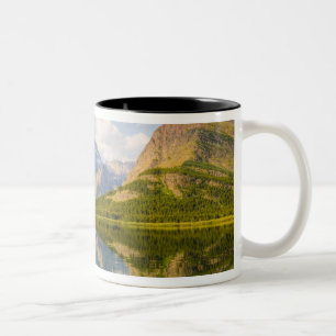 Swiftcurrent Lake with Many Glacier hotel and Two-Tone Coffee Mug