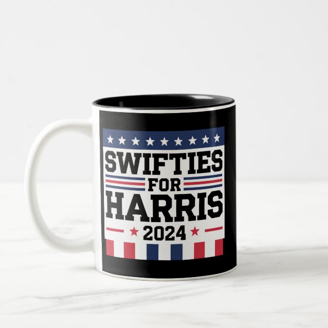 Swifties for Kamala Harris 2024 Vote Support  Two-Tone Coffee Mug (Left)