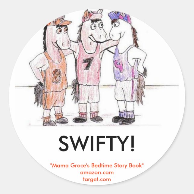 SWIFTY!, "Mama Groce's Bedtime Story Book Classic Round Sticker (Front)