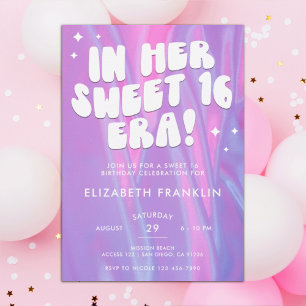 Swifty Pink and Purple Satin Sweet 16 Era Birthday Invitation