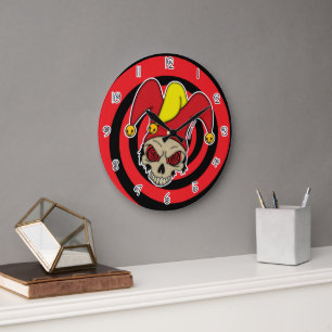 Swiirl Eyes Dead Joker Screwball Graphics (Round) Large Clock